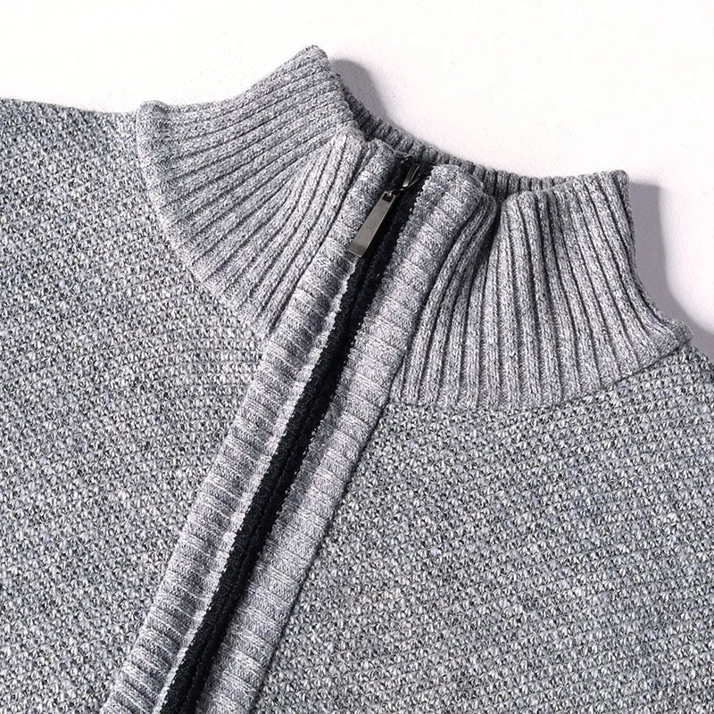 2023 Men'S Sweaters Stand Collar Autumn Winter Warm Cashmere Wool Zipper Pullover Sweaters Man Casua