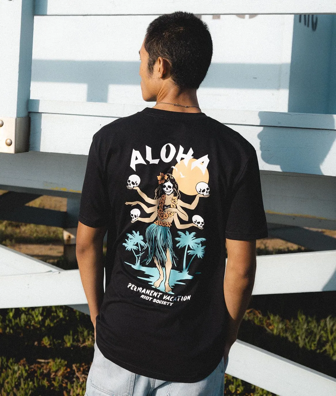 Aloha Hula Girl Permanent Vacation Mens T-Shirt