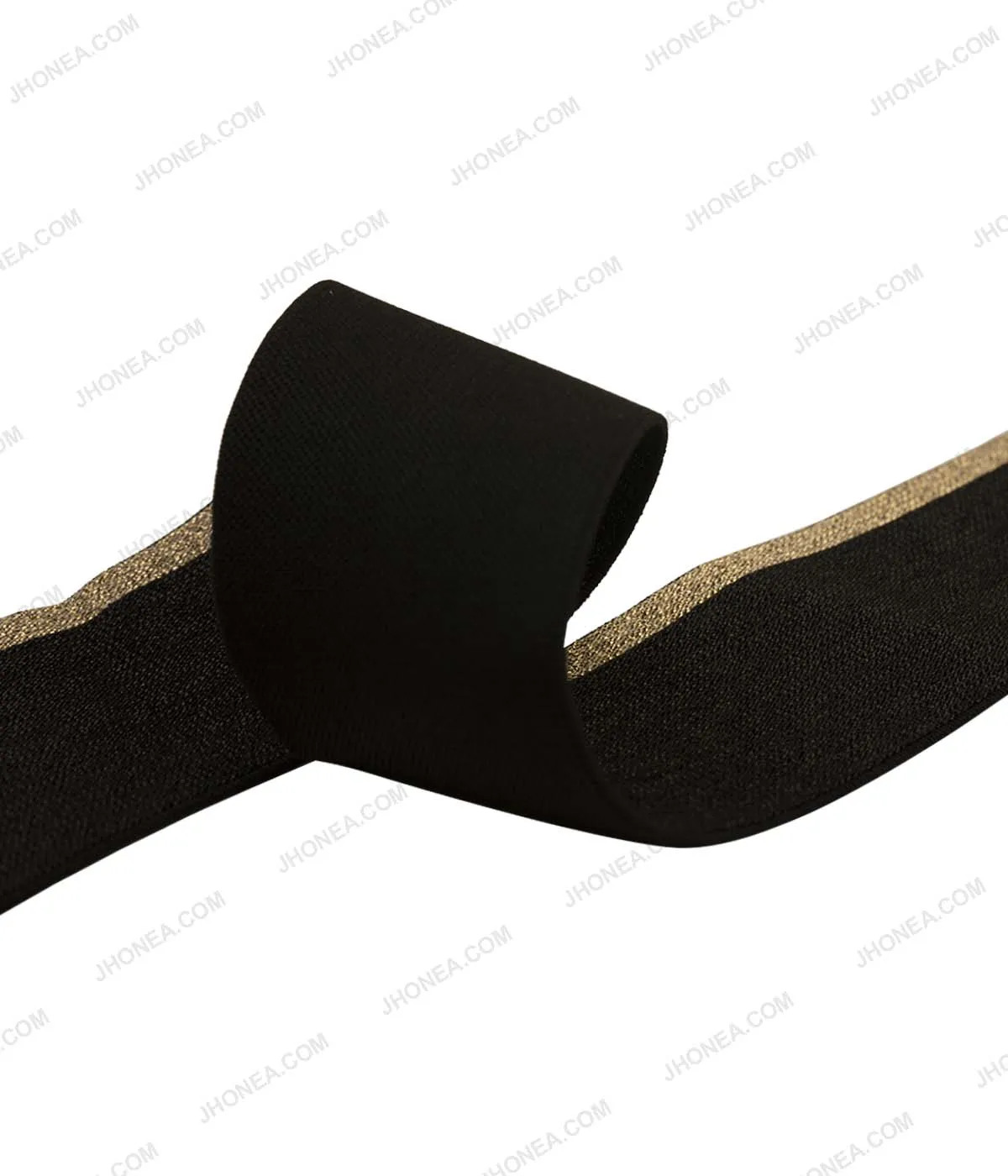 Black with Shiny Metallic Gold Knit Glitter Fancy Elastic