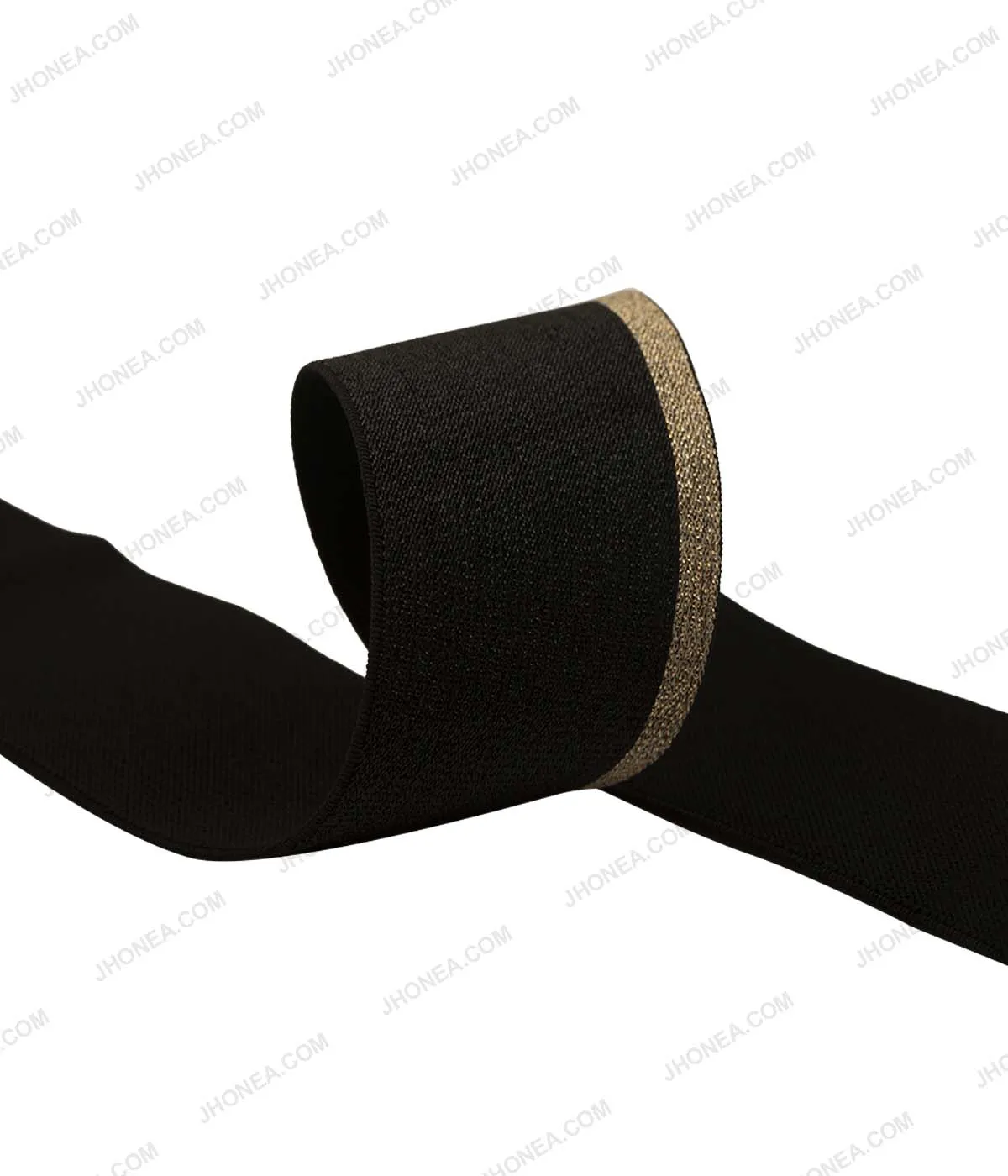 Black with Shiny Metallic Gold Knit Glitter Fancy Elastic