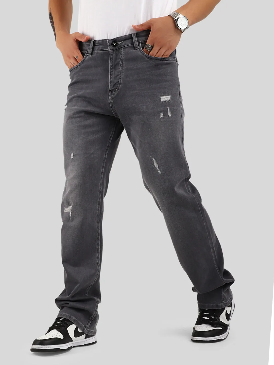 Bloom Grey Straight Fit Jeans