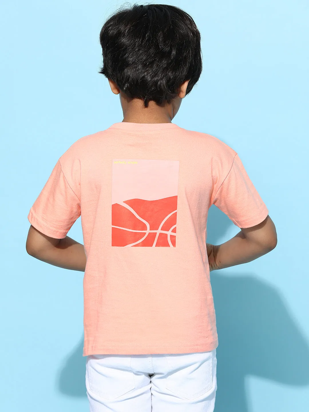 Boys Pink 100% Cotton Printed T-shirt