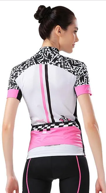 CHEJI White Black Short Sleeve Cycling Jersey