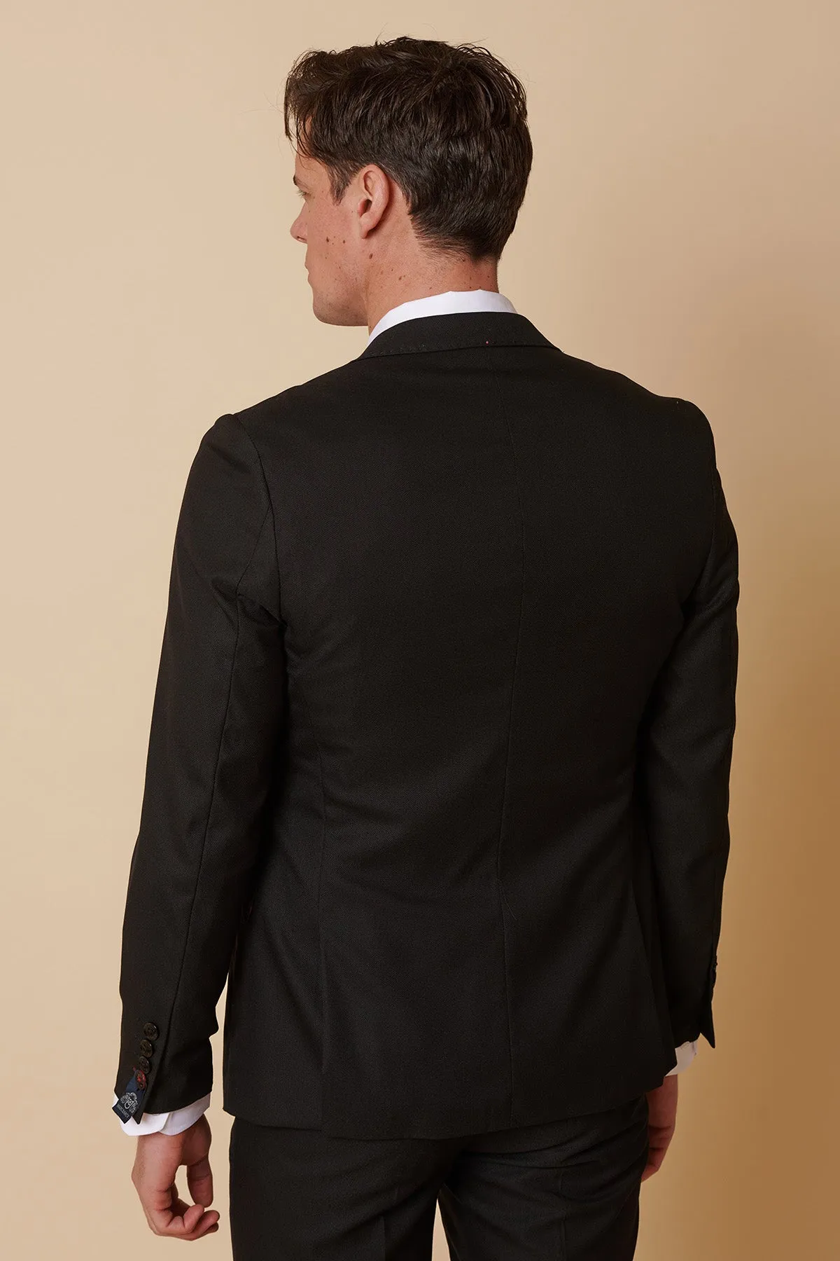 DANNY - Black Three Piece Suit With Single Breasted Waistcoat