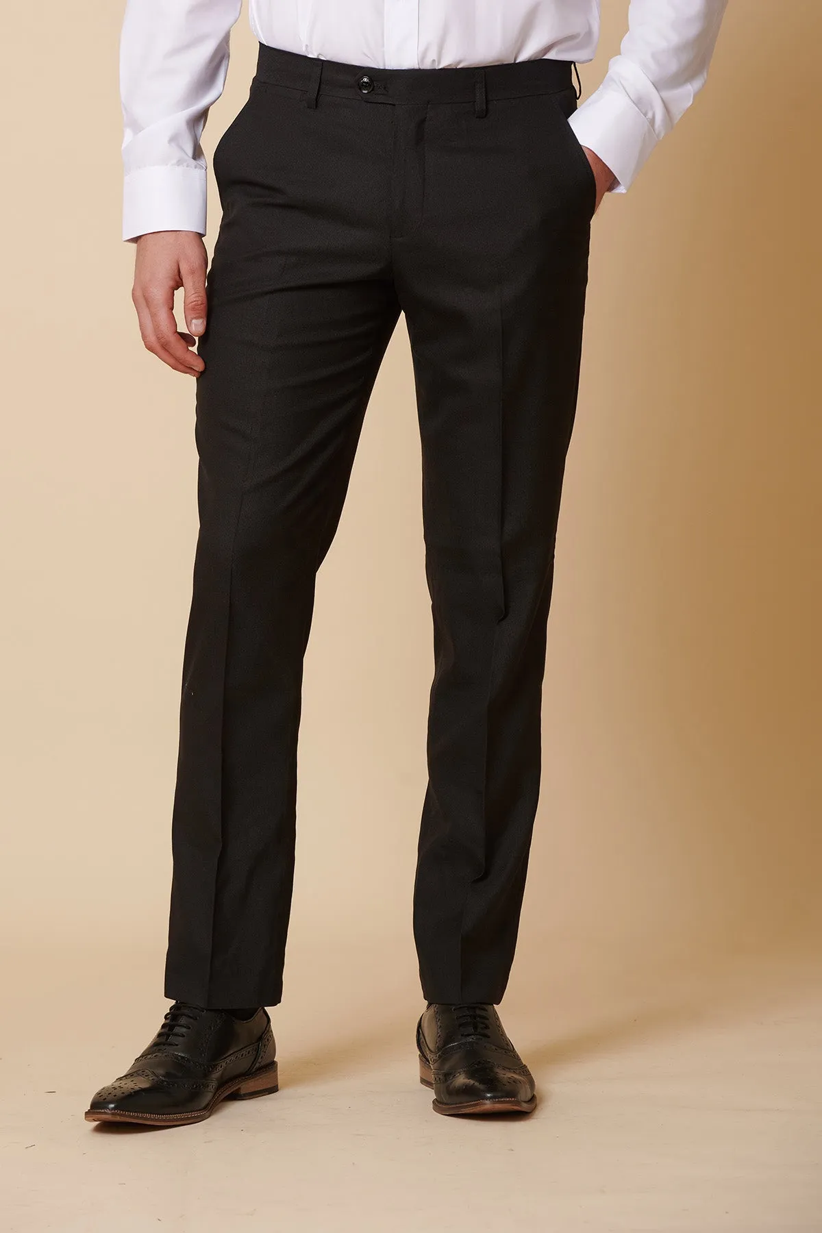 DANNY - Black Three Piece Suit With Single Breasted Waistcoat