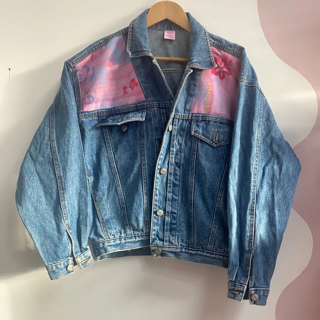 Denim Jacket made with Reworked Duvet Cover.