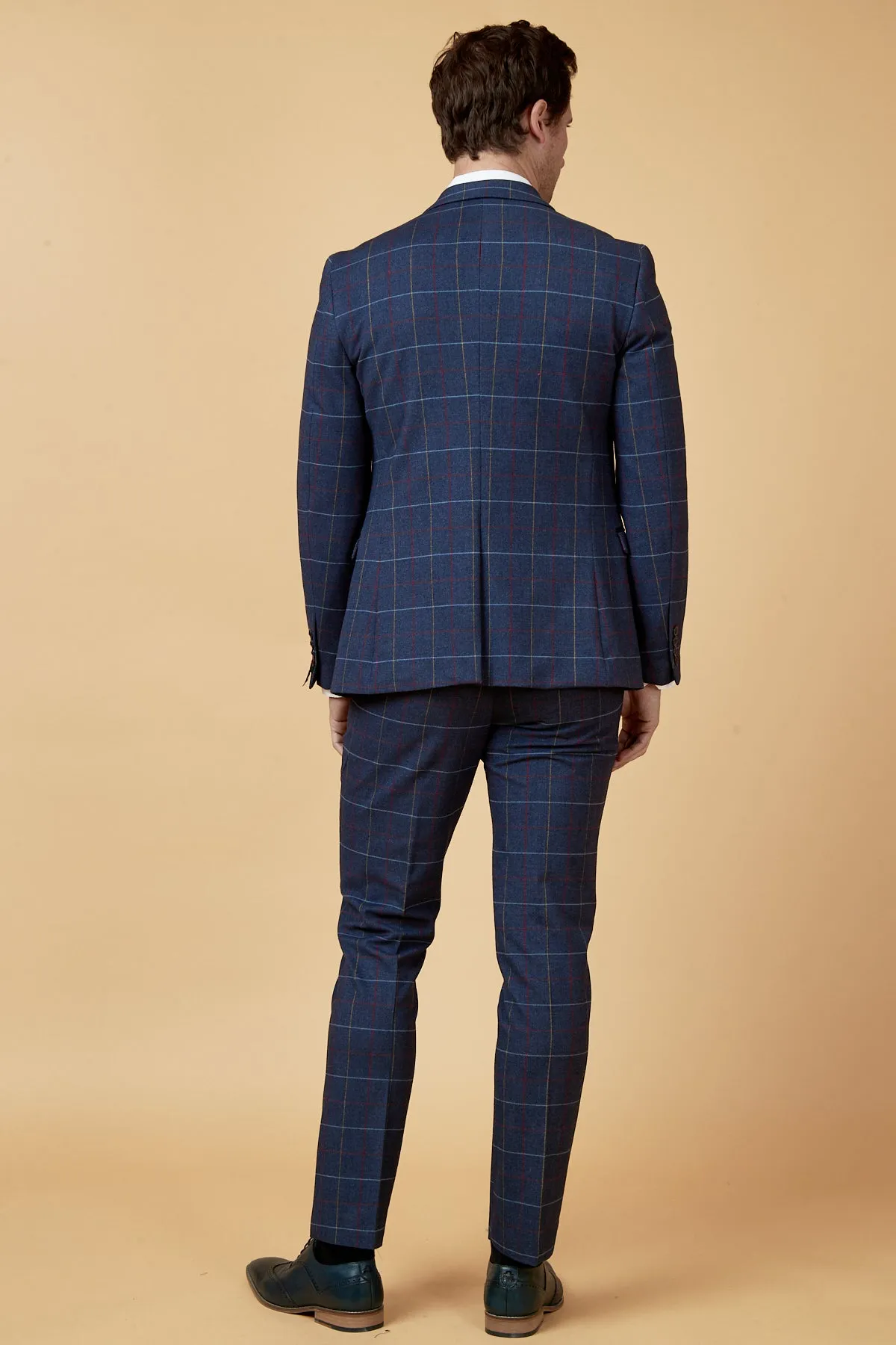 DRAKE - Navy Check Three Piece Suit