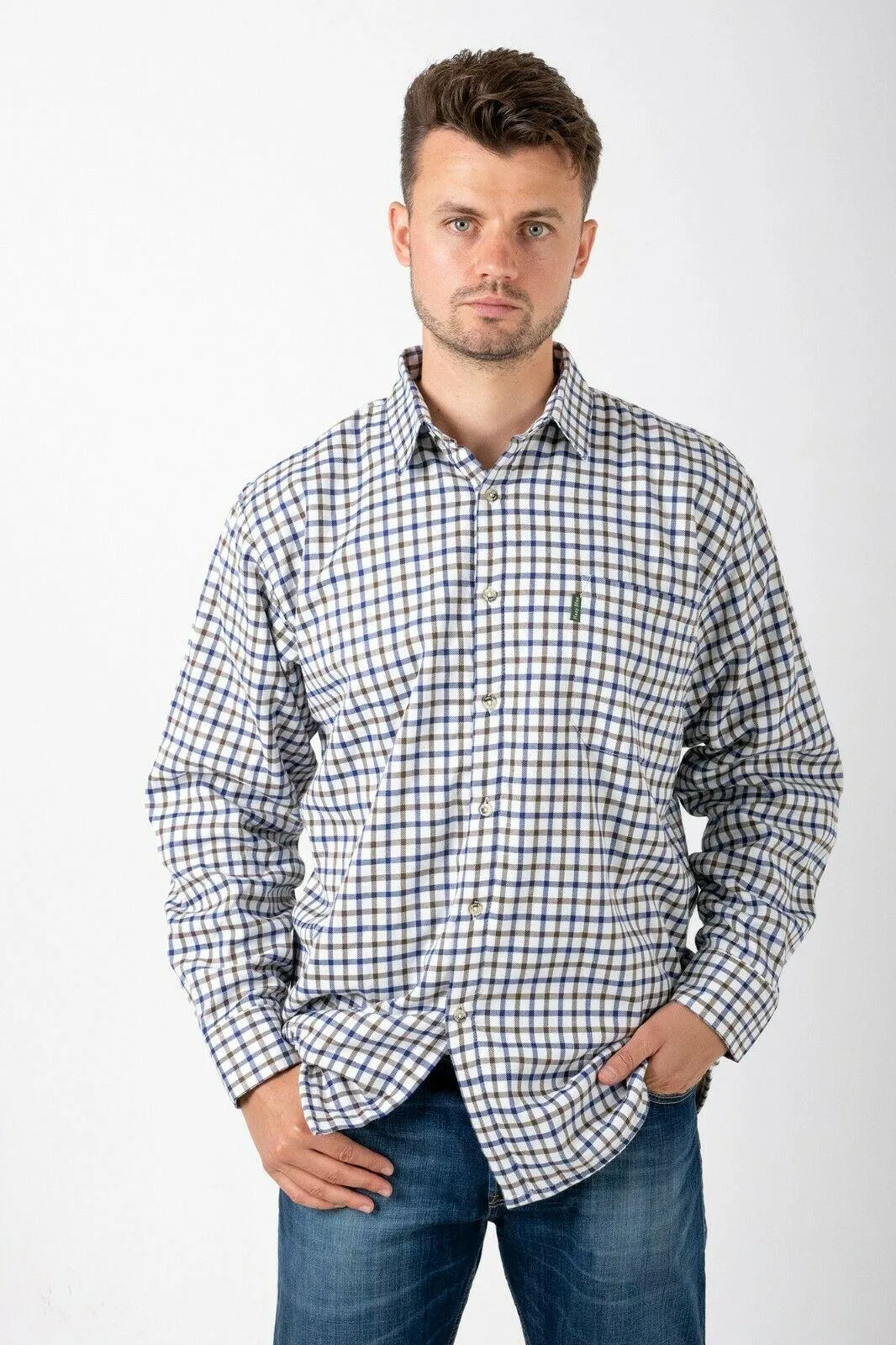 Hazy Blue Mens Long Sleeve Country Check Shirt - Fleece Lined