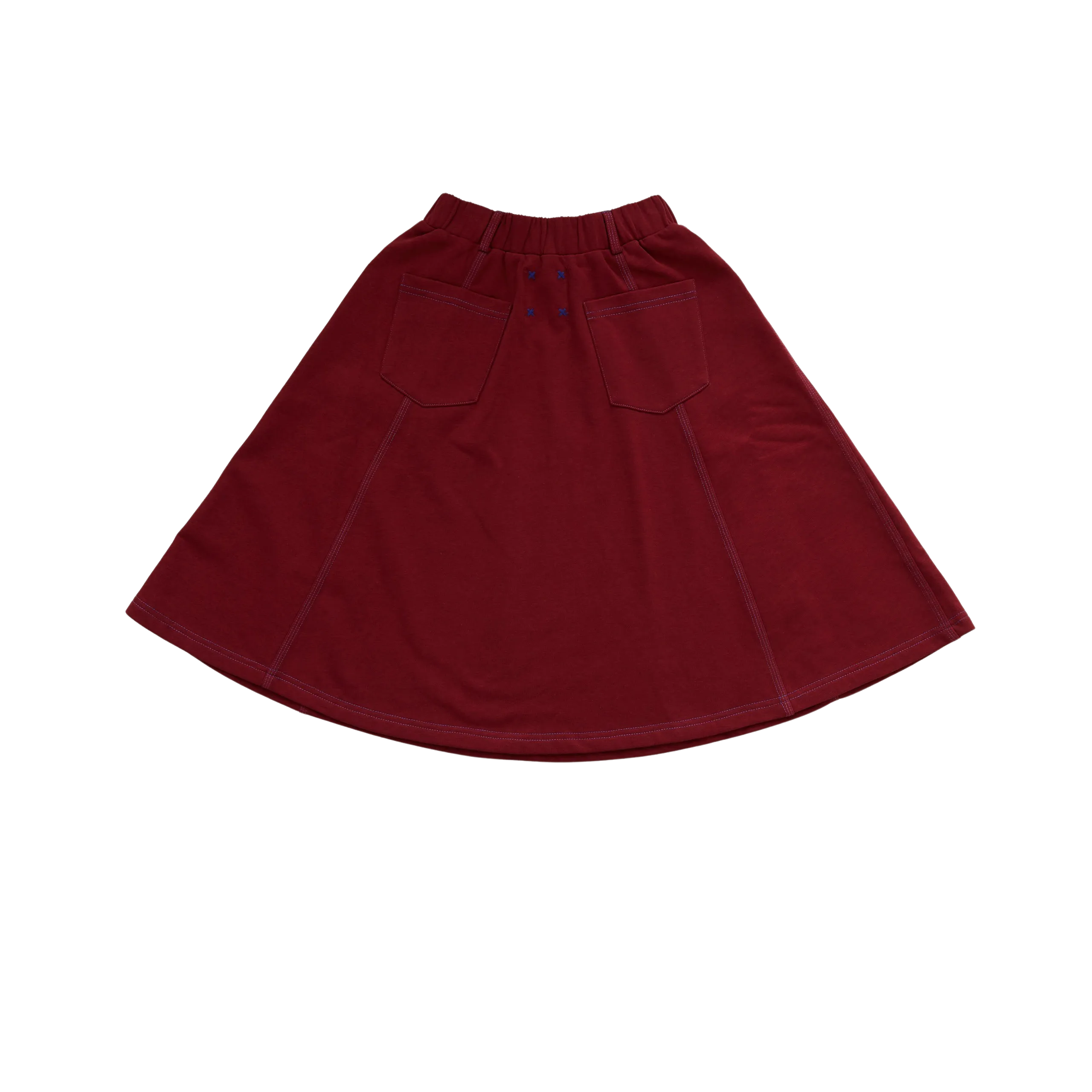 HK444-BURGANDY STITCHED SKIRT