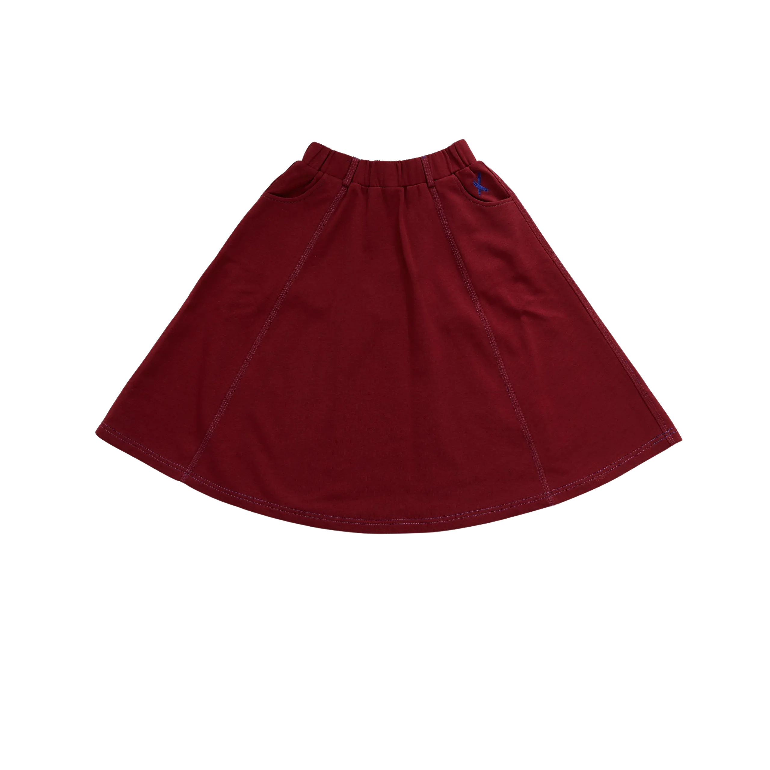 HK444-BURGANDY STITCHED SKIRT