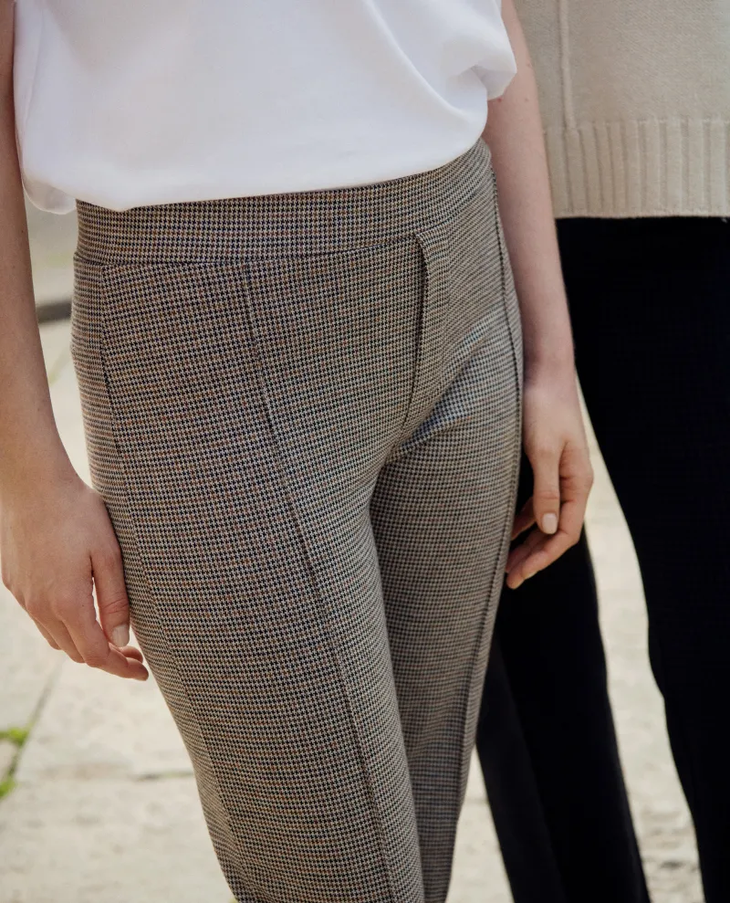 Part Two Pontas Brown Check Jersey Trousers