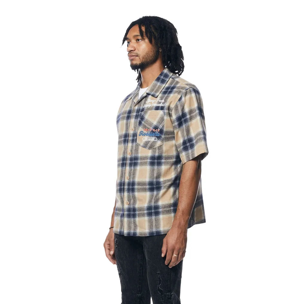 Patchwork Plaid Shirt - Khaki