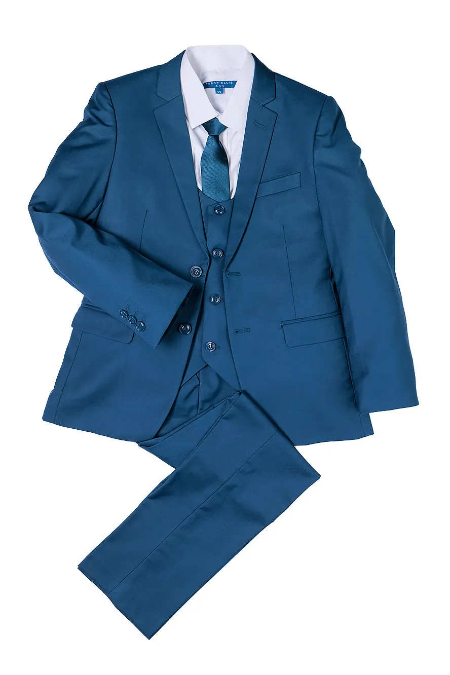 "Noah" Perry Ellis Kids Indigo Blue Suit (5-Piece Set)