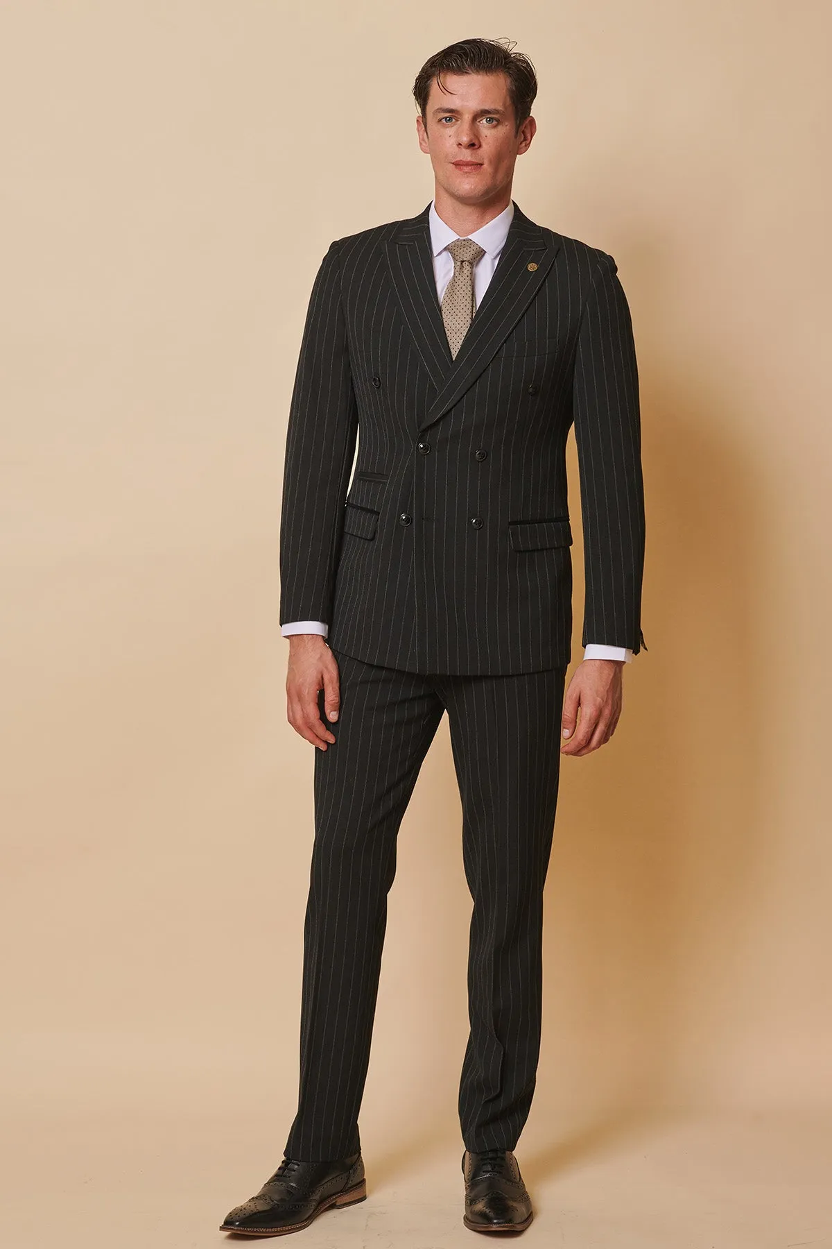 ROCCO - Black Pinstripe Double Breasted Two Piece Suit