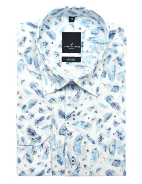 Sel Blue Feather Print Shirt