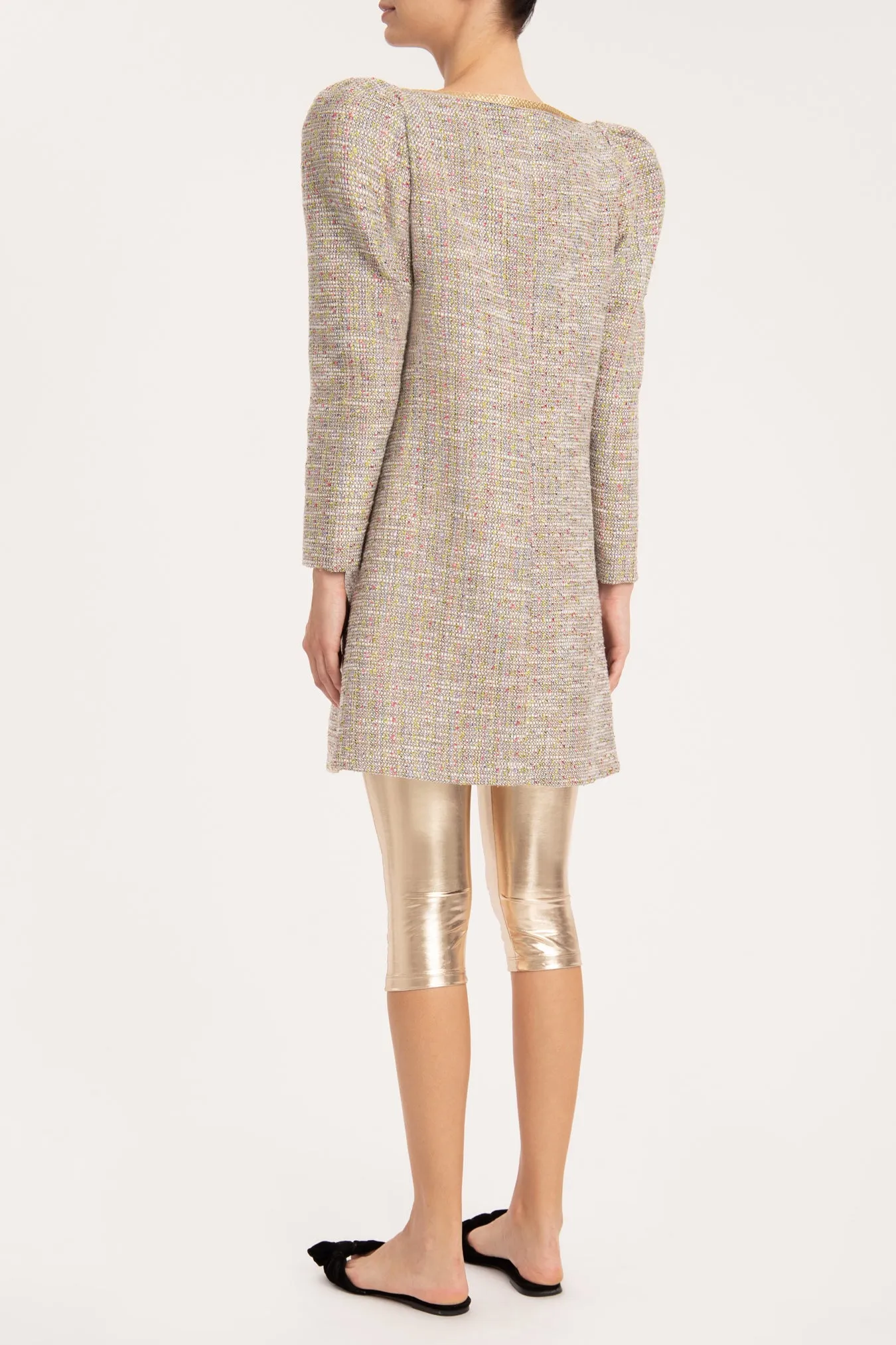 Tweed Long-Sleeved Short Dress