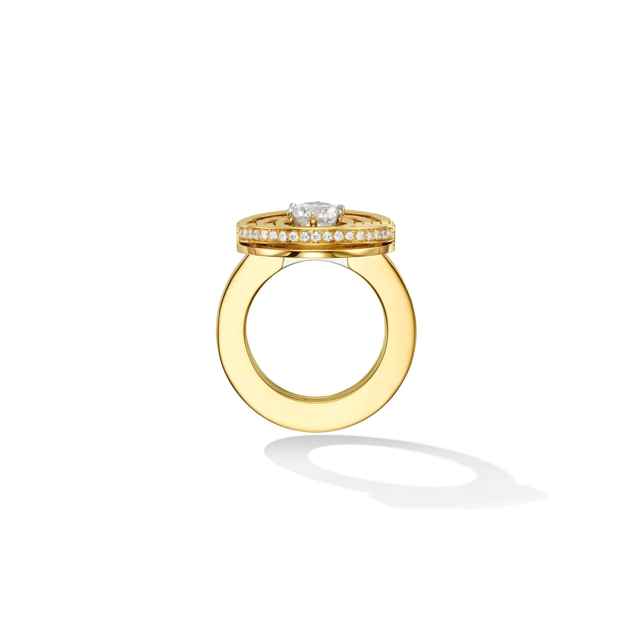 Yellow Gold TU Duality Engagement Ring Enhancer with White Diamonds