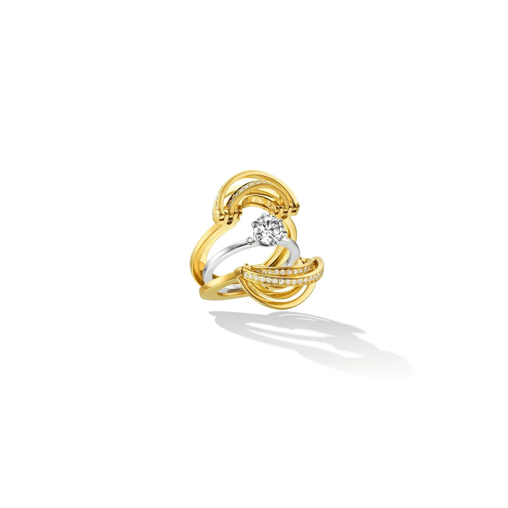 Yellow Gold TU Duality Engagement Ring Enhancer with White Diamonds