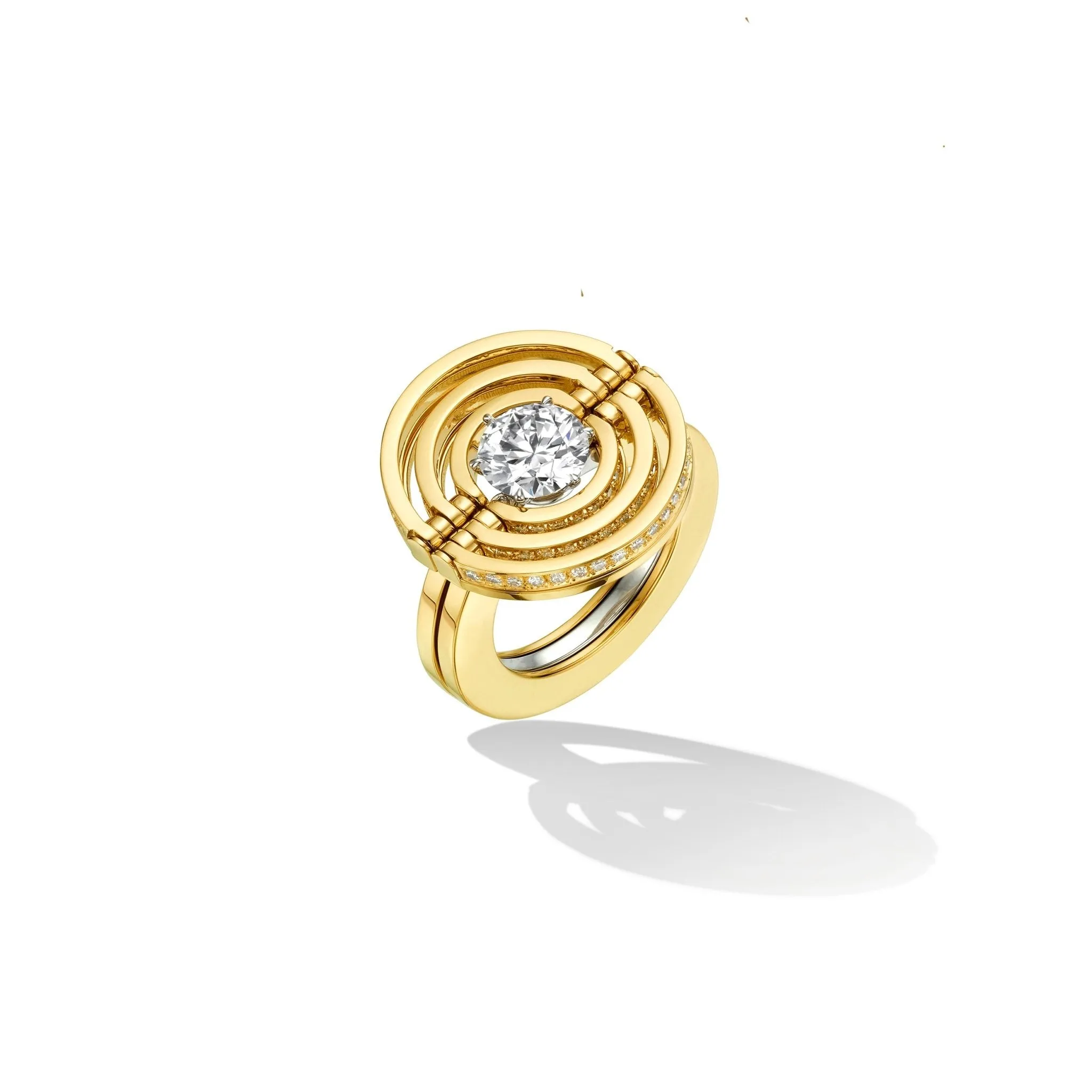 Yellow Gold TU Duality Engagement Ring Enhancer with White Diamonds