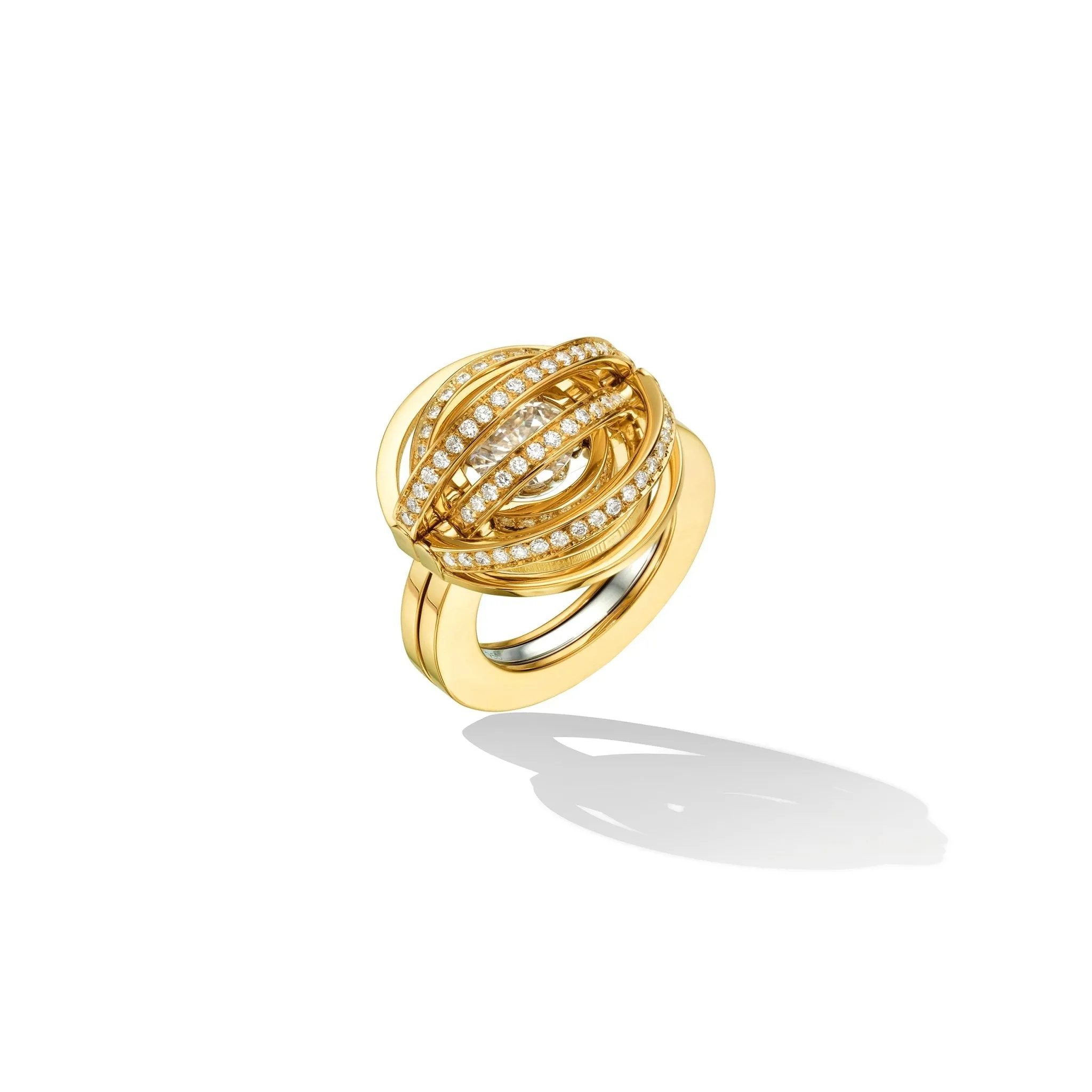 Yellow Gold TU Duality Engagement Ring Enhancer with White Diamonds