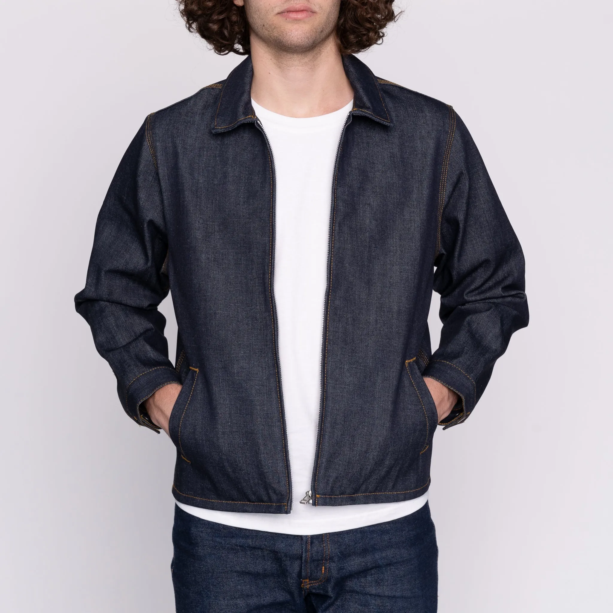 Left-Hand Twill Denim Zip-Up Chore Jacket